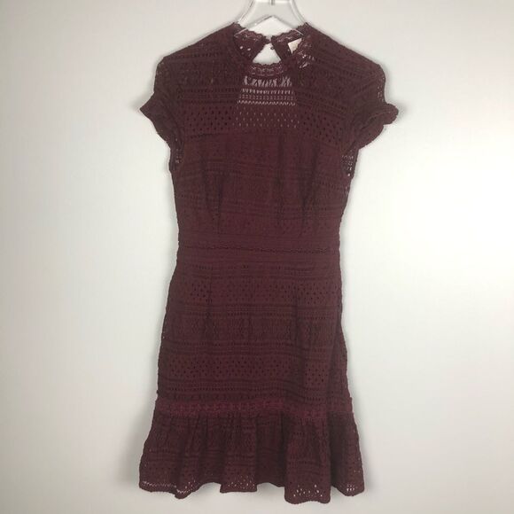 Foxiedox Ellie Fit & Flare Lace Dress Burgundy M - Picture 3 of 5